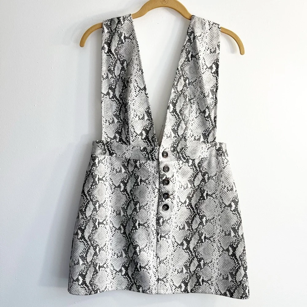 Spectacle Grey Snake Print Pinafore Dress - Honey Punch - Snake Skin Print Dress